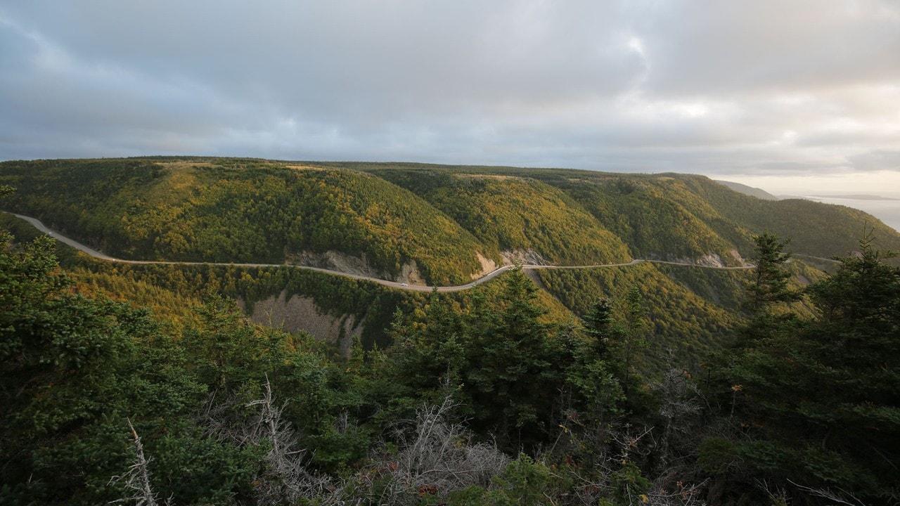 The Cabot Trail stretches 185 miles around Cape Breton National Park in Nova Scotia.