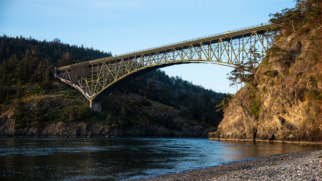 Deception Pass Bridge opened in 1935 and is on the National Register of Historic Places.