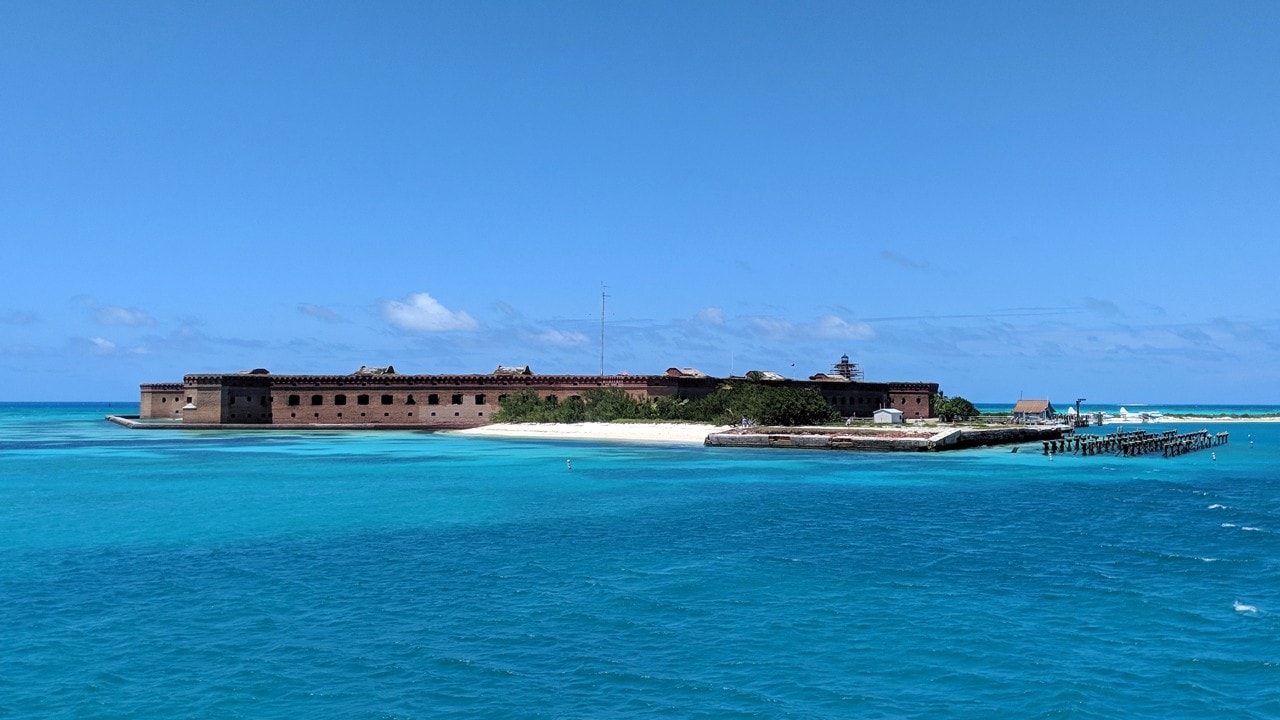 Dry Tortugas National Park includes Fort Jefferson, once used as a prison.