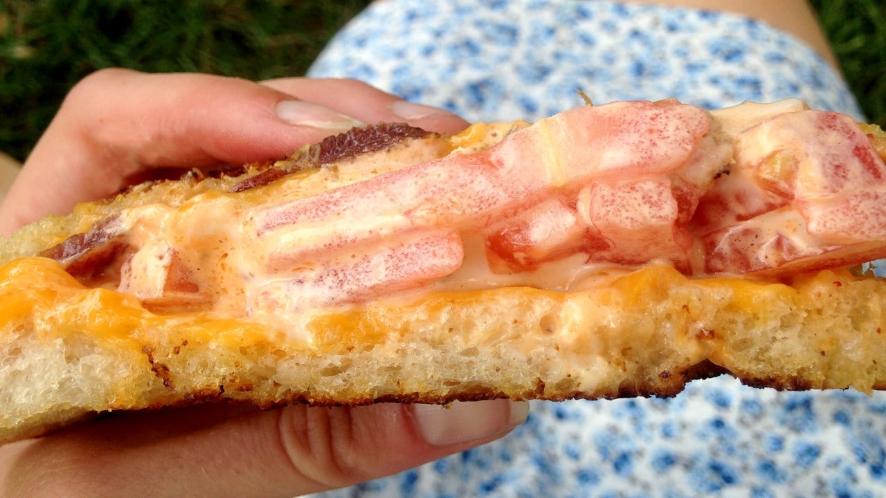 A tomato and grilled cheese sandwich (with local cheddar, of course).