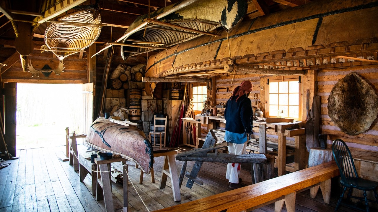 Visitors learn about the fur trade at Grand Portage National Monument.