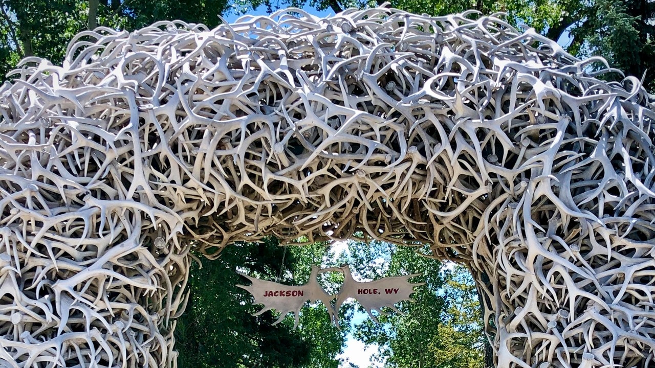 Four elk antler arches guard the corners of Jackson’s George Washington Memorial Park.