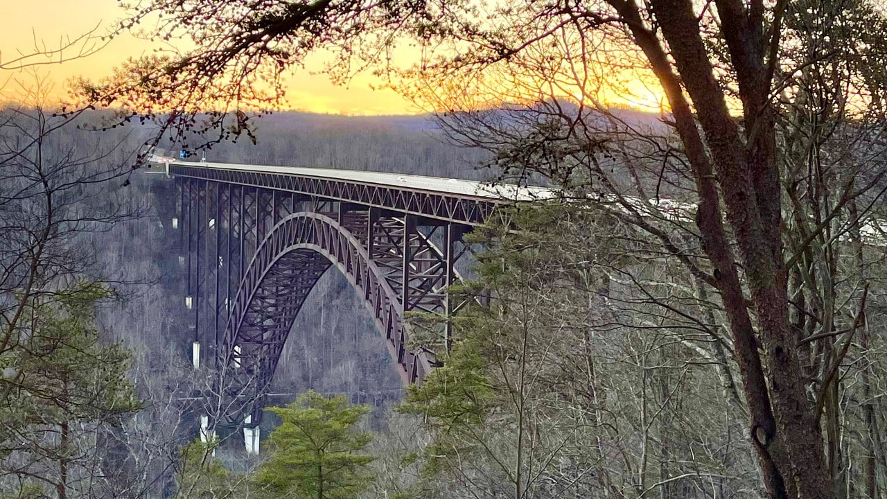 The New River Gorge Bridge as seen from the Canyon Rim Visitor Center.