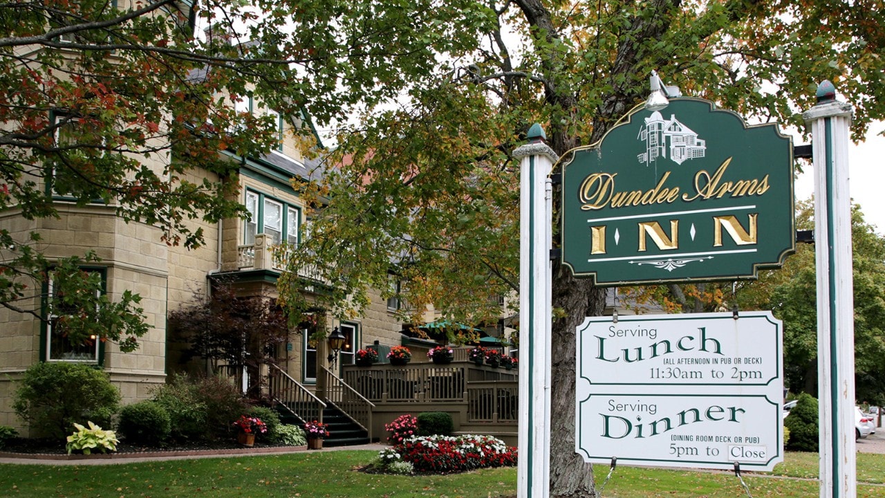 The charming Dundee Arms Inn is in a great location for exploring Charlottetown.