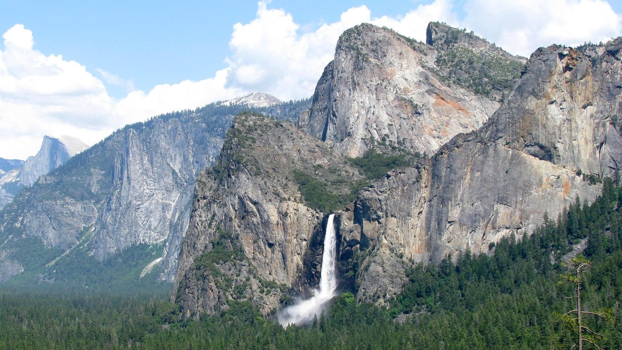 Bridalveil Fall is a highlight of the vista at Tunnel View.