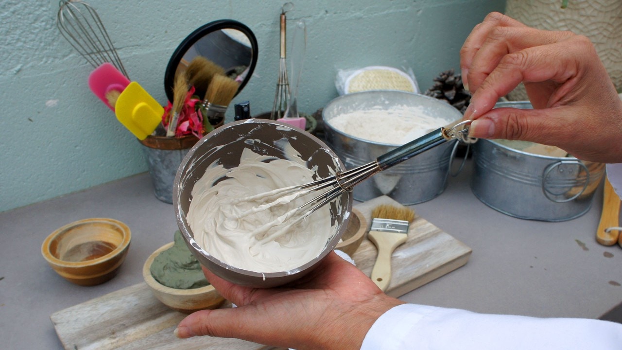 Kaolin white clay is used to moisturize the face as part of a mud treatment at MoonAcre Spa.