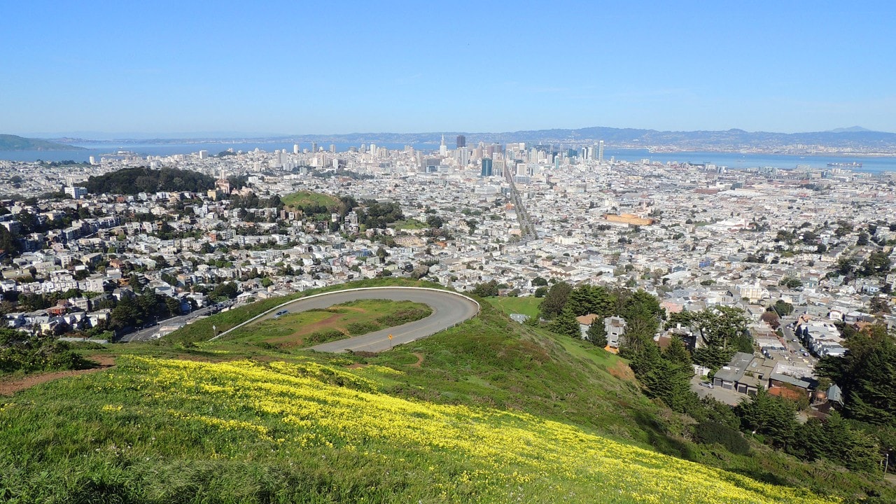 Much of San Francisco is on display from the top of Twin Peaks.