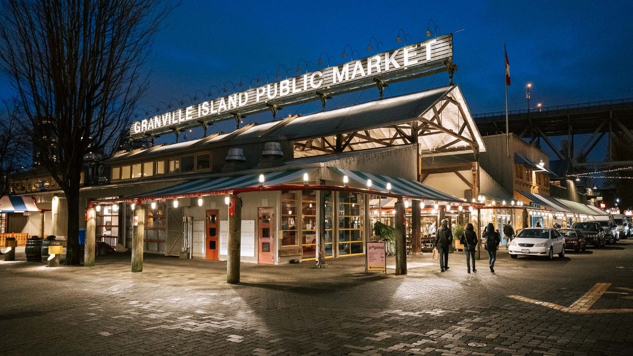Established in 1979, the Granville Island Public Market features food vendors who sell locally sourced products and handicrafts.