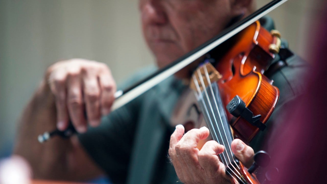 A fiddler plays during one of the many jam sessions found along the Crooked Road.