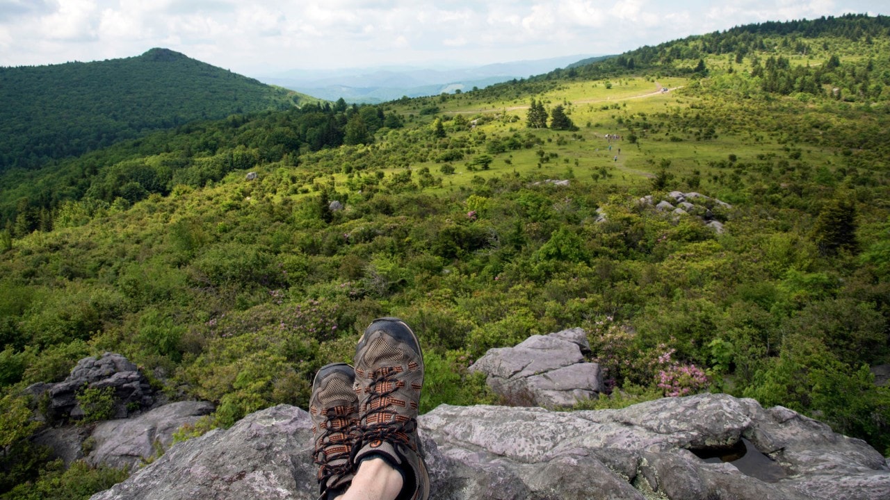 Grayson Highlands State Park offers scenic views of the rolling landscape.