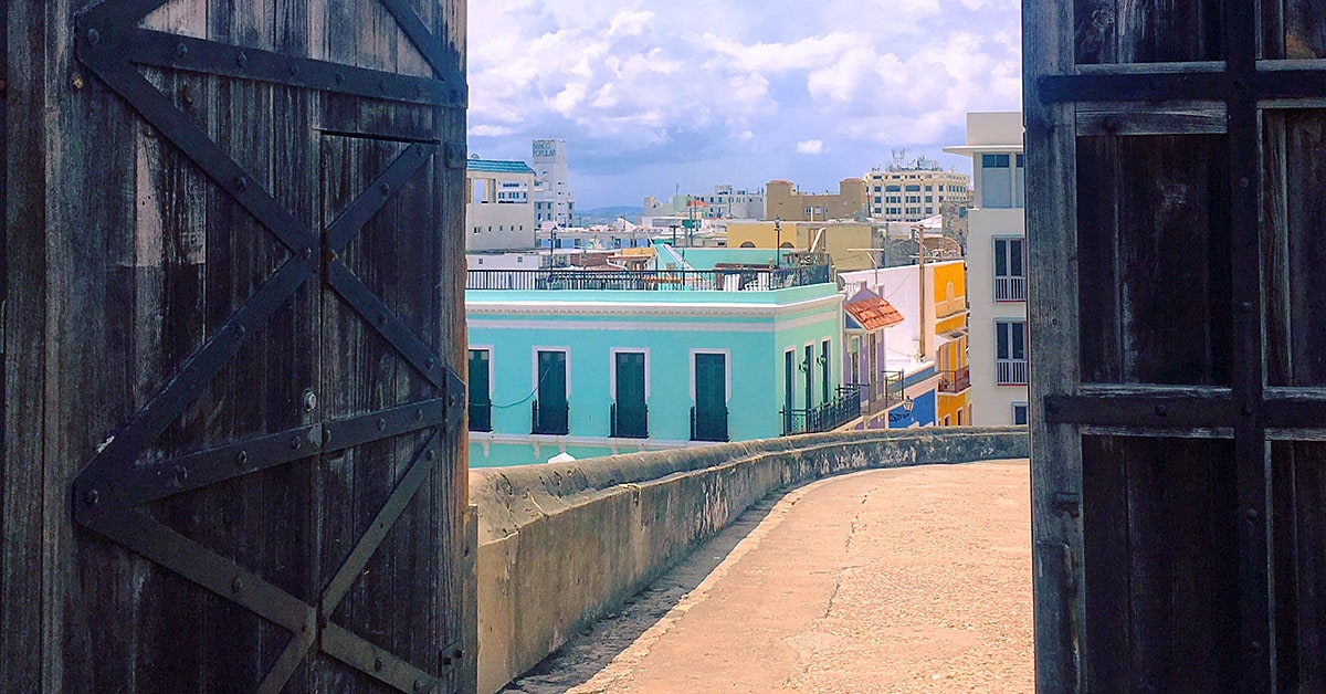 Old San Juan as seen from inside Castillo San Cristobal, the largest Spanish fort built in the Americas.