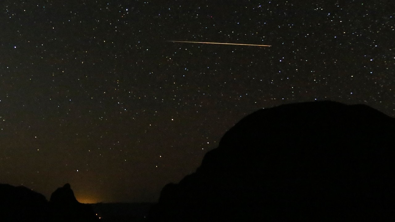 A meteor streaks across the West Texas sky.