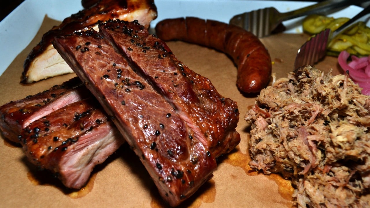 Texas Jack's seasons its meaty St. Louis-style ribs with salt and pepper, apple cider vinegar and chicken stock.