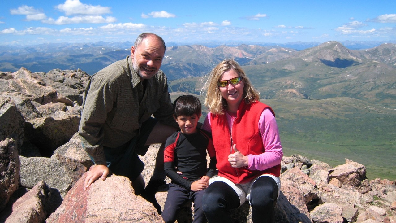 Scott, Daniel and Connie Otteman pose for a photo atop Mount Bierstadt. Photo from Otteman Family Archive