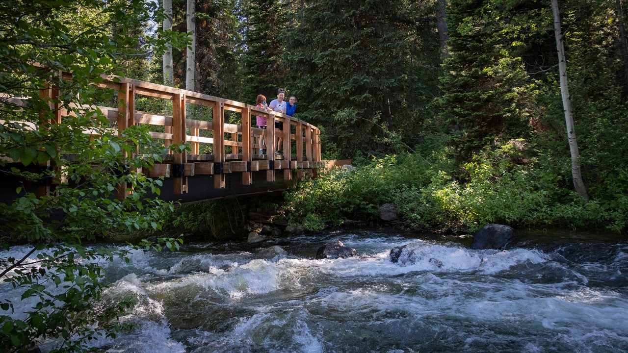 The 3.4-mile Lake Creek Trail features the soothing sounds of rushing water.
