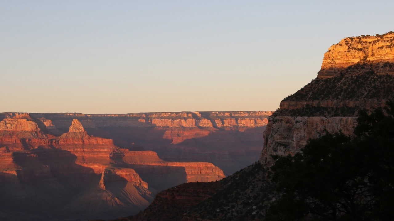The sun sets on the Grand Canyon.