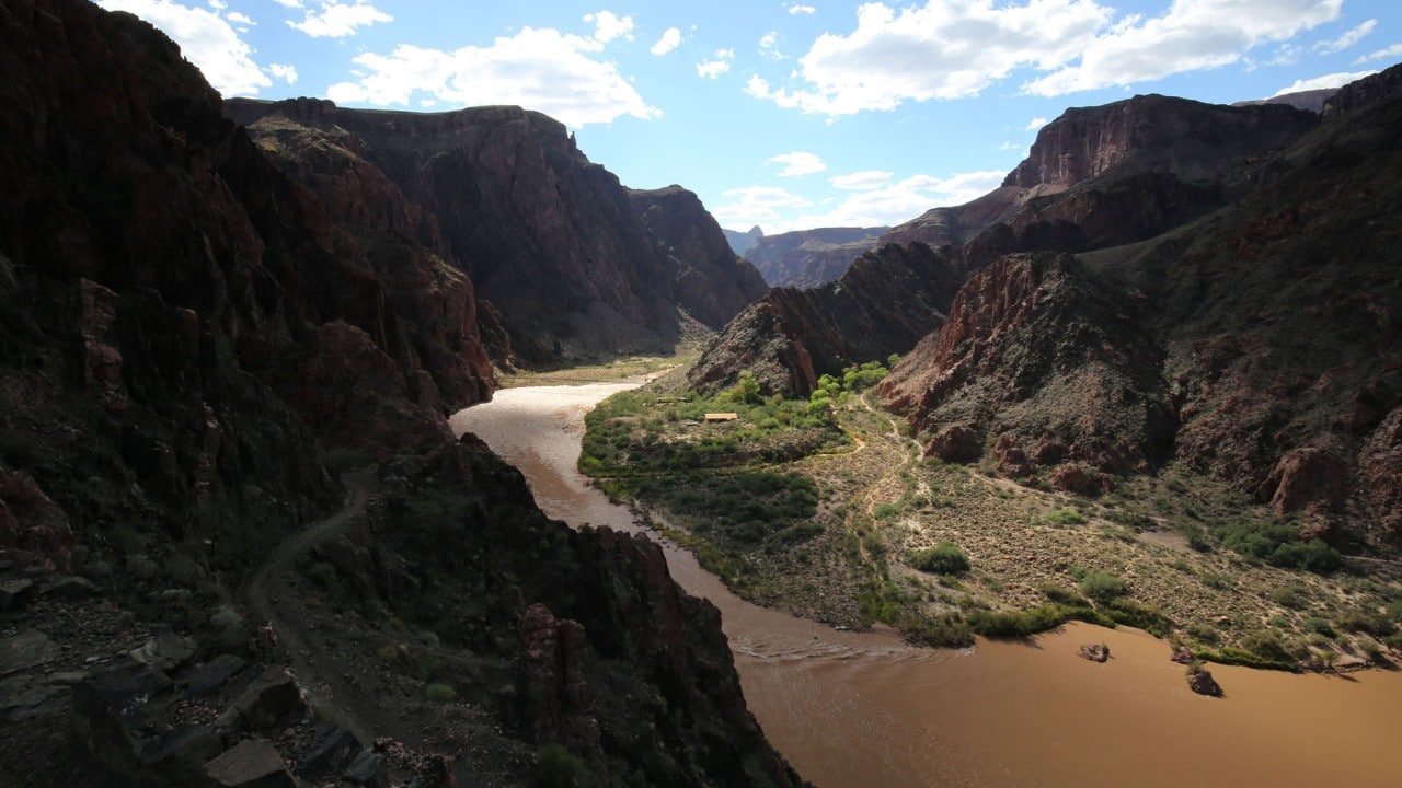 The Colorado River at the bottom of the Grand Canyon.