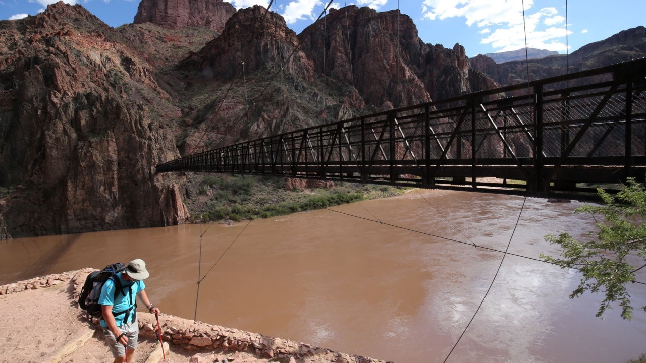 Steve Williams nears completion of the South Kaibab Trail after crossing the Colorado River.