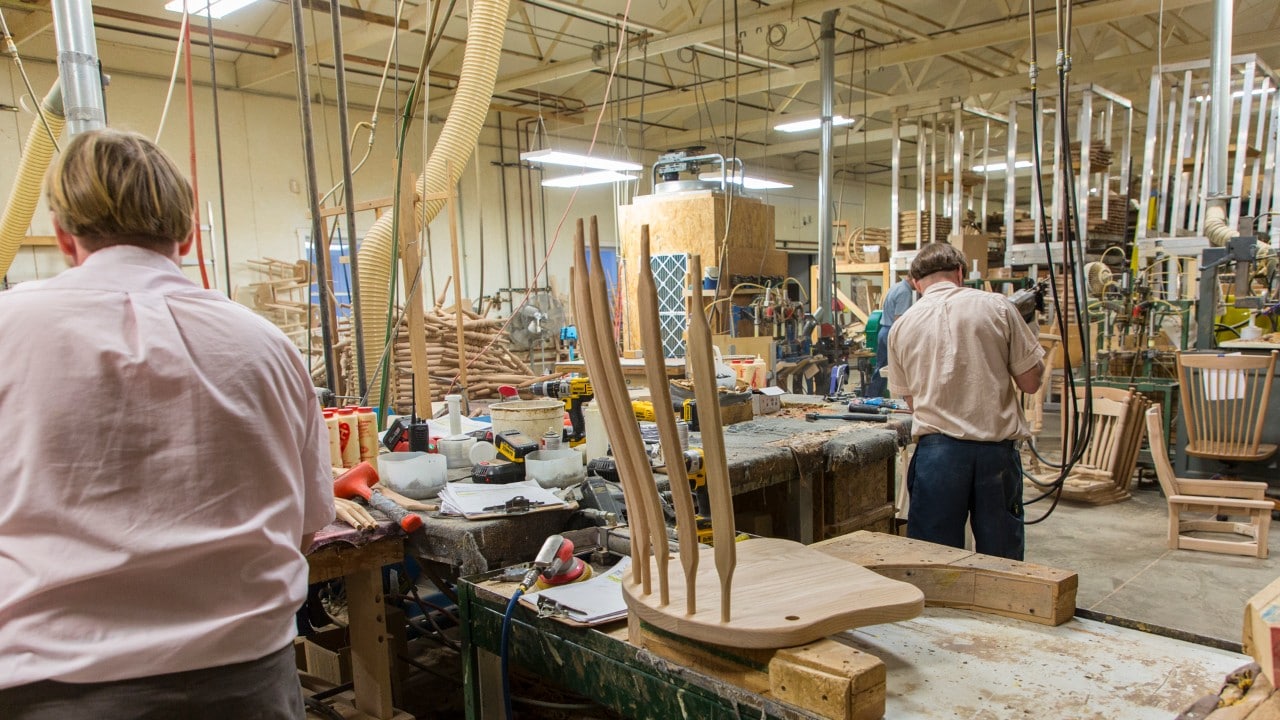 F&N Woodworking's sprawling shop. The Amish often prefer not to have their faces photographed.