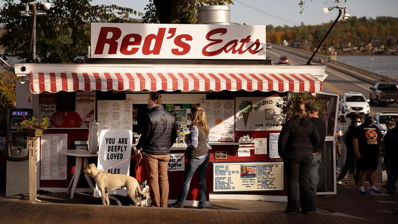 People order at Red's Eats, proclaimed as the "world's best lobster shack."