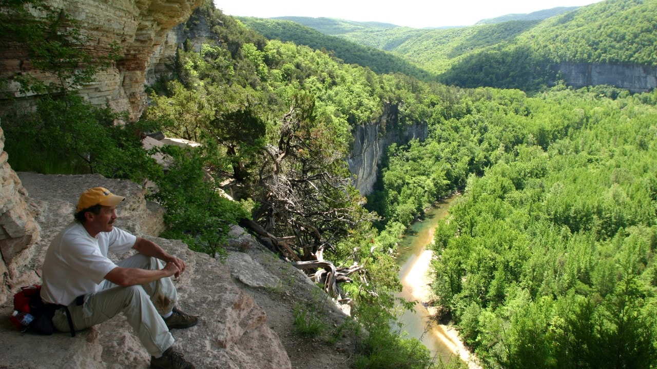 Bruce Fritchman takes in the view of the Buffalo River valley from the Goat Trail.