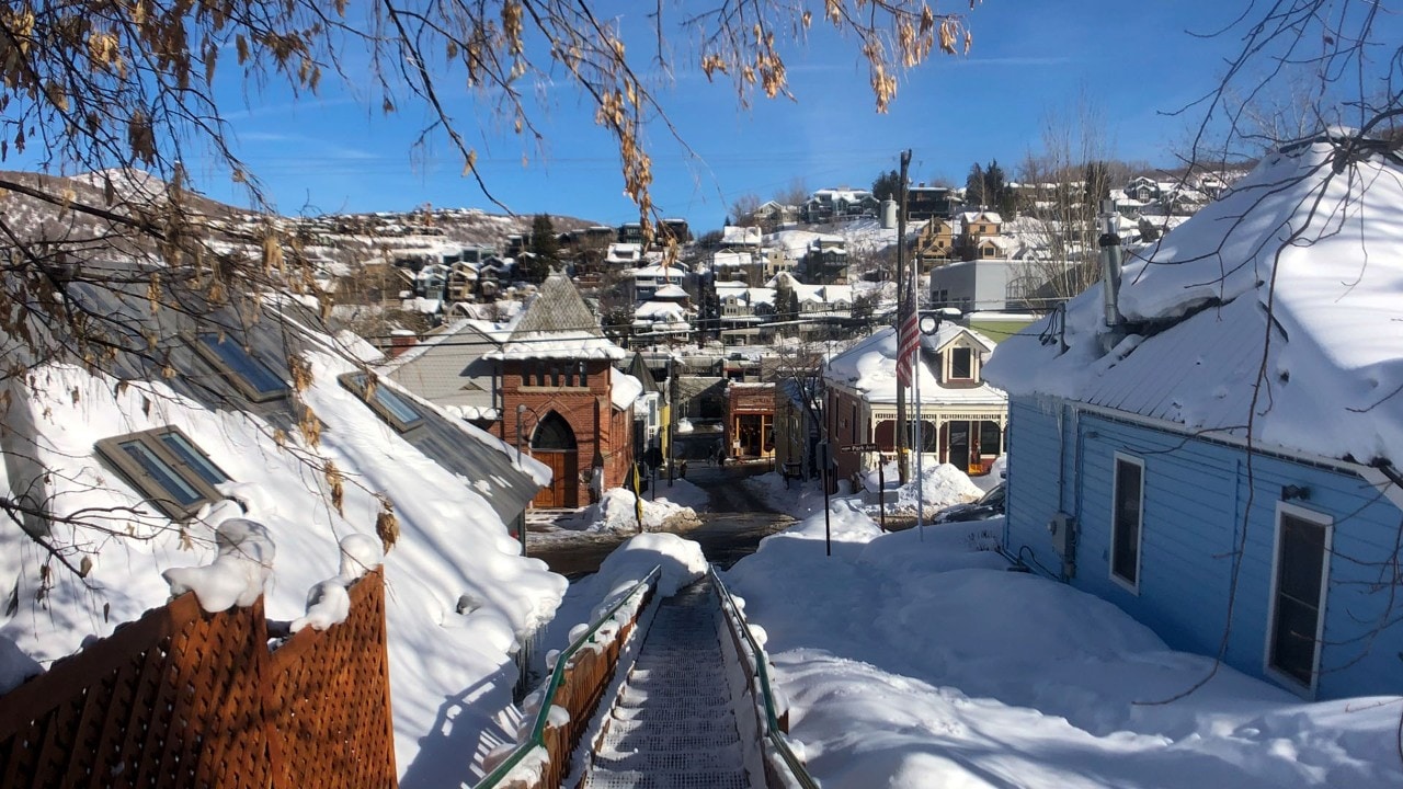 The paths out of downtown Park City lead straight up to the mountains.