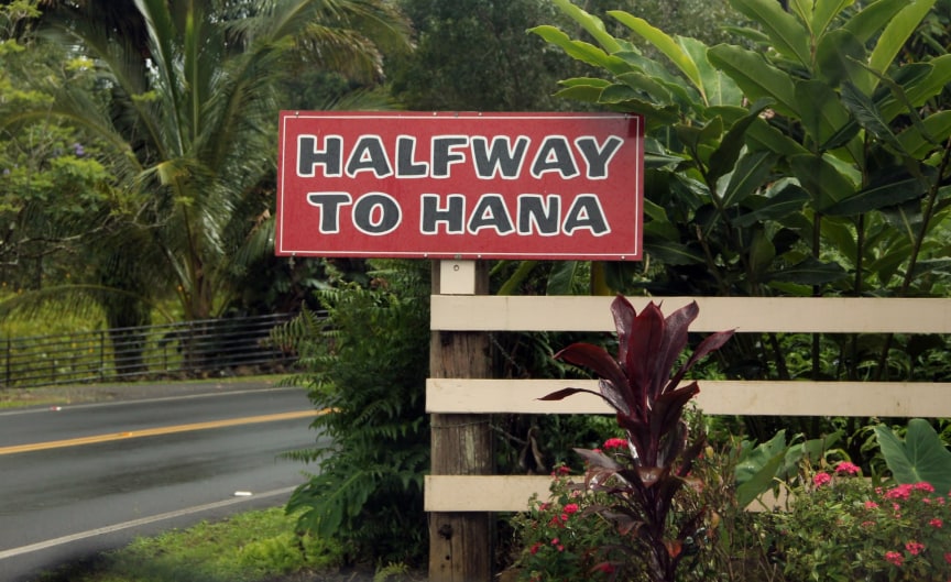 Halfway to Hana Sign