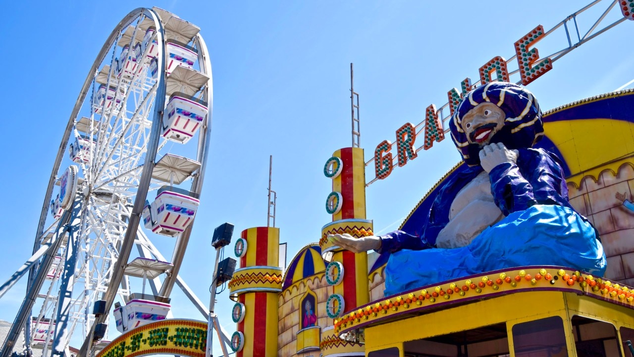 One of the main attractions of Old Orchard Beach is an old-fashioned amusement park.