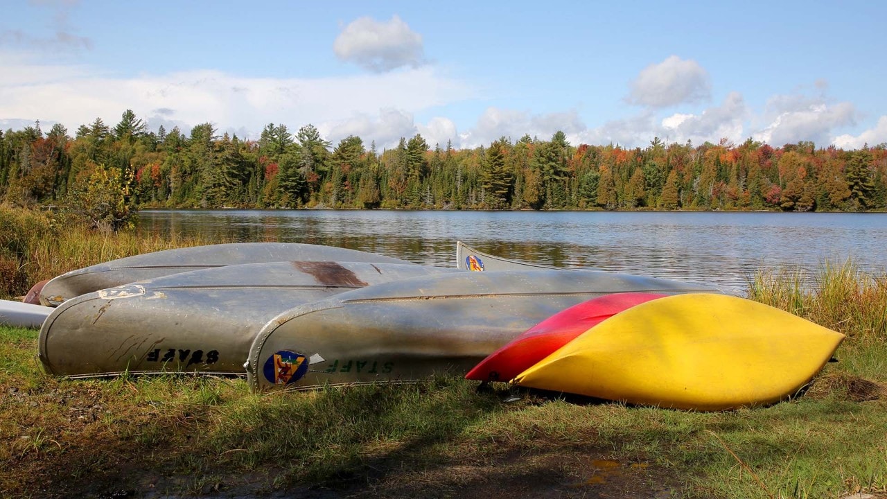 Canoes at Arowhon Pines