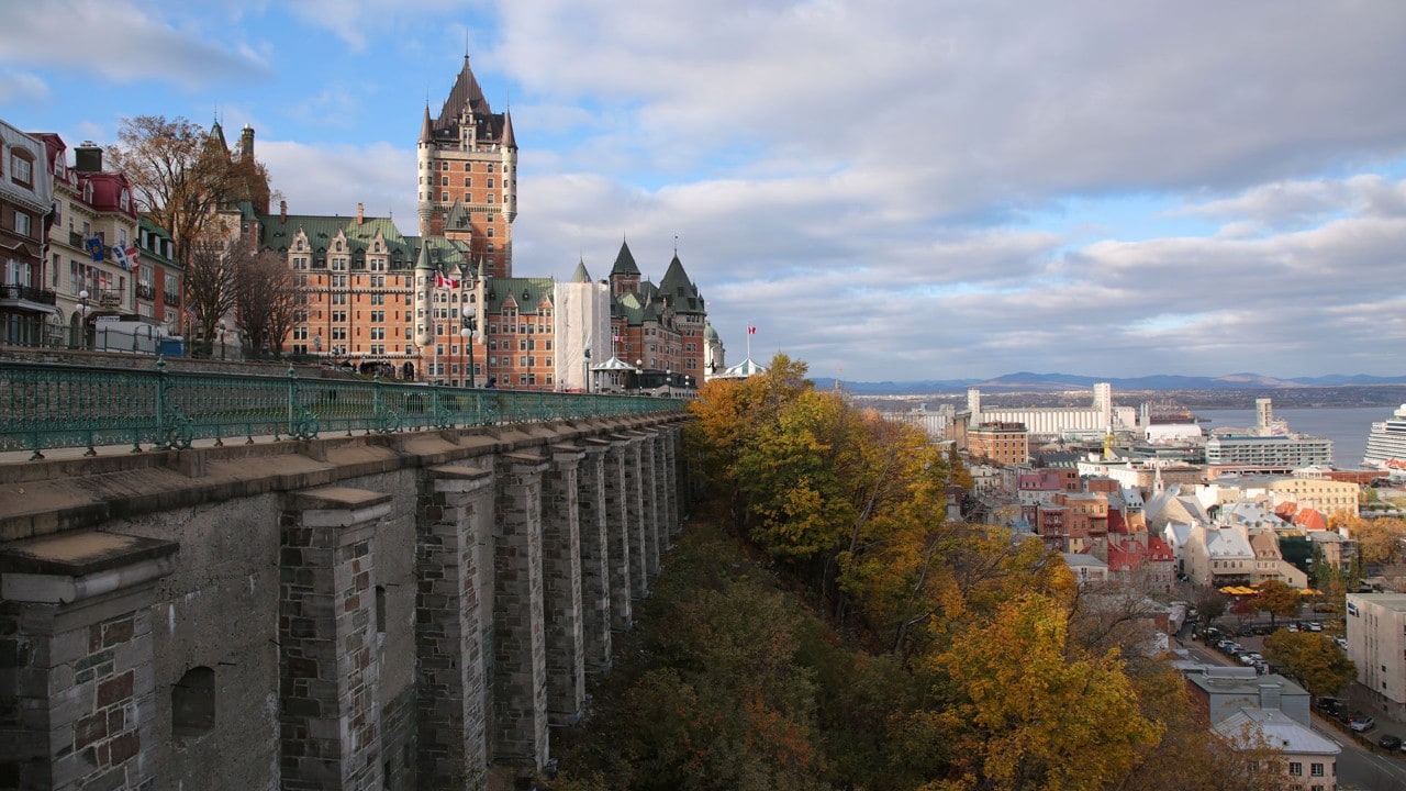 The fortified city walls surround most of Old Quebec and separate Upper Town from Lower Town.