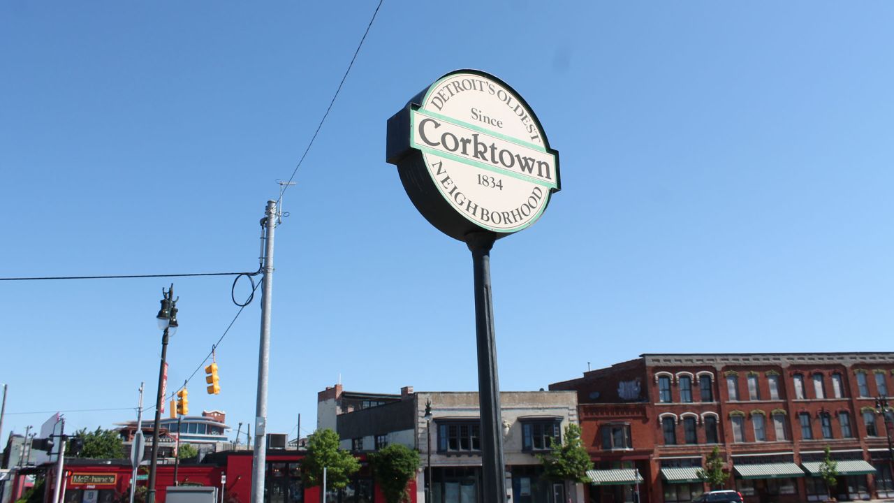 The Corktown sign is unmistakable.