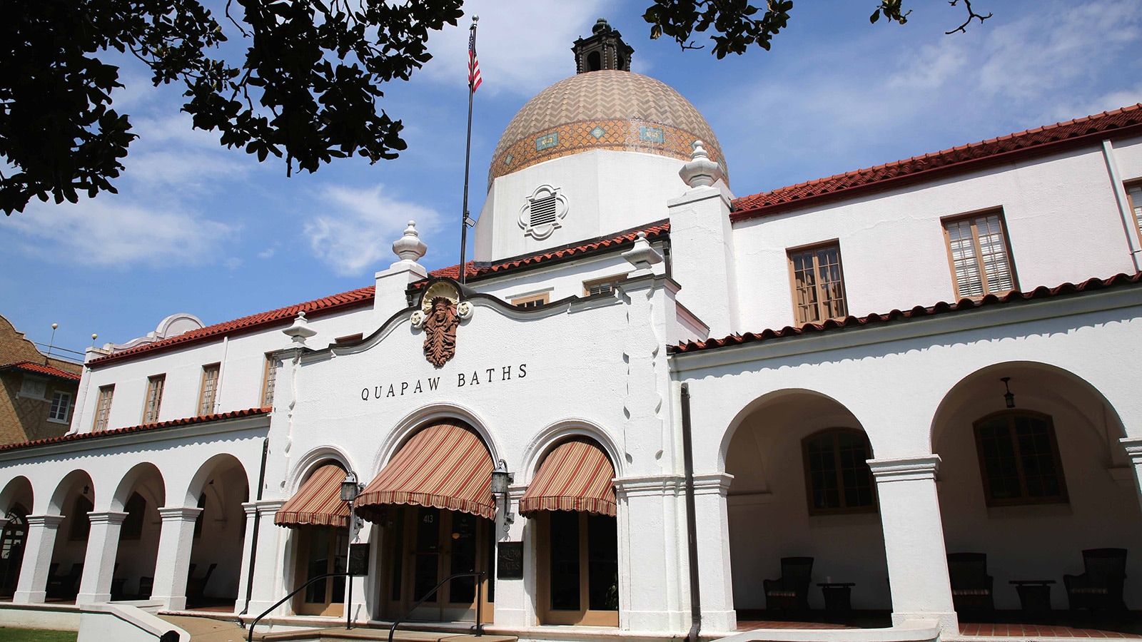 The Spanish Colonial Revival-style Quapaw Bathhouse opened in 1922.