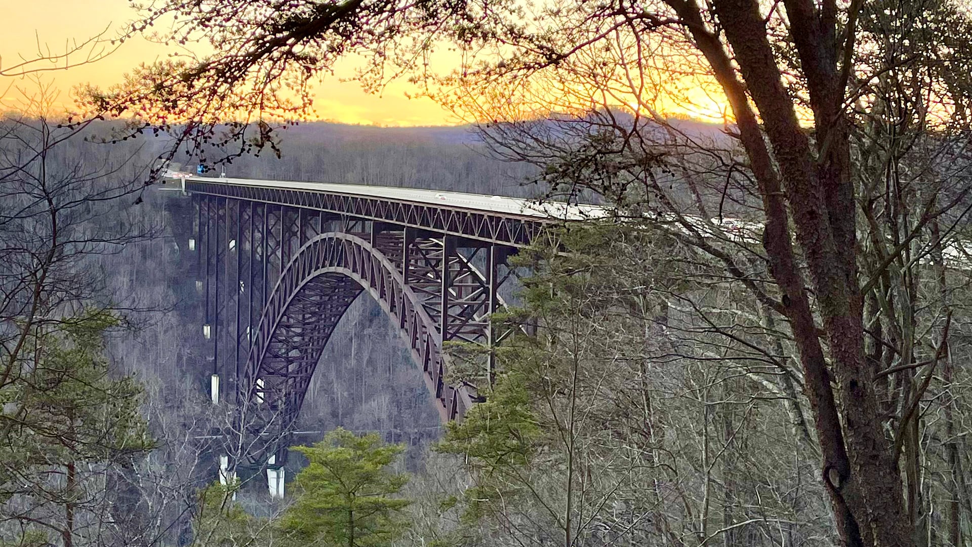 The New River Gorge Bridge as seen from the Canyon Rim Visitor Center