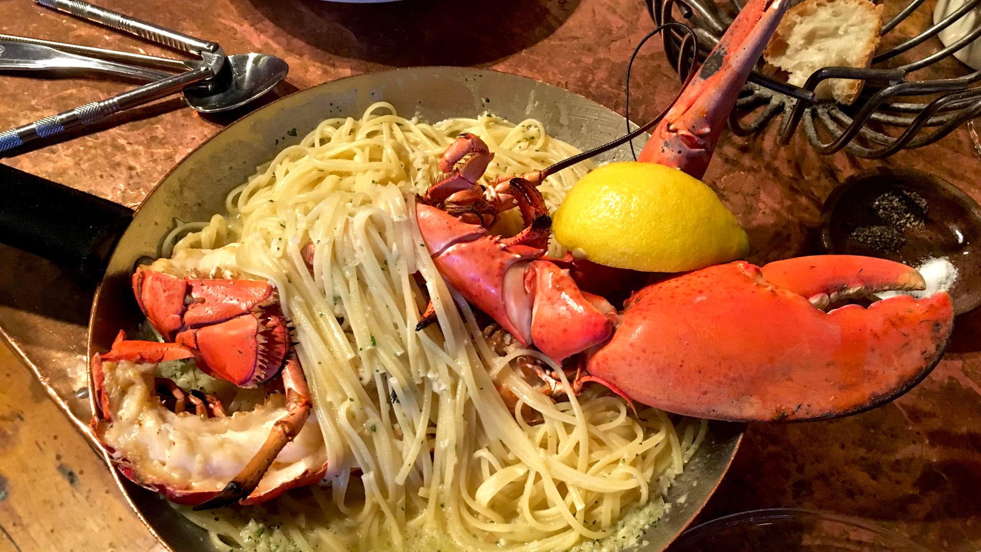 The grilled lobster on linguine at Street and Co. in the Old Port area proves that butter and garlic are lobster's best friends.