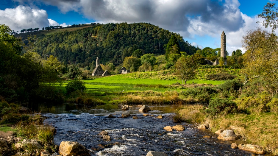 Glendalough Monnastic settlement founded by St. Kevin in Wicklow Mountains National Park, County Wicklow Ireland
