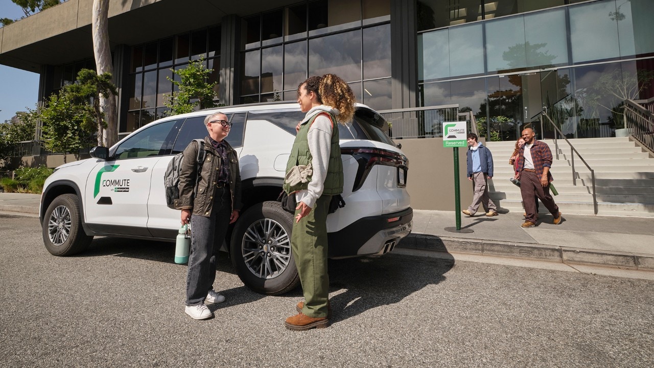Commute Vehicle in front of Building