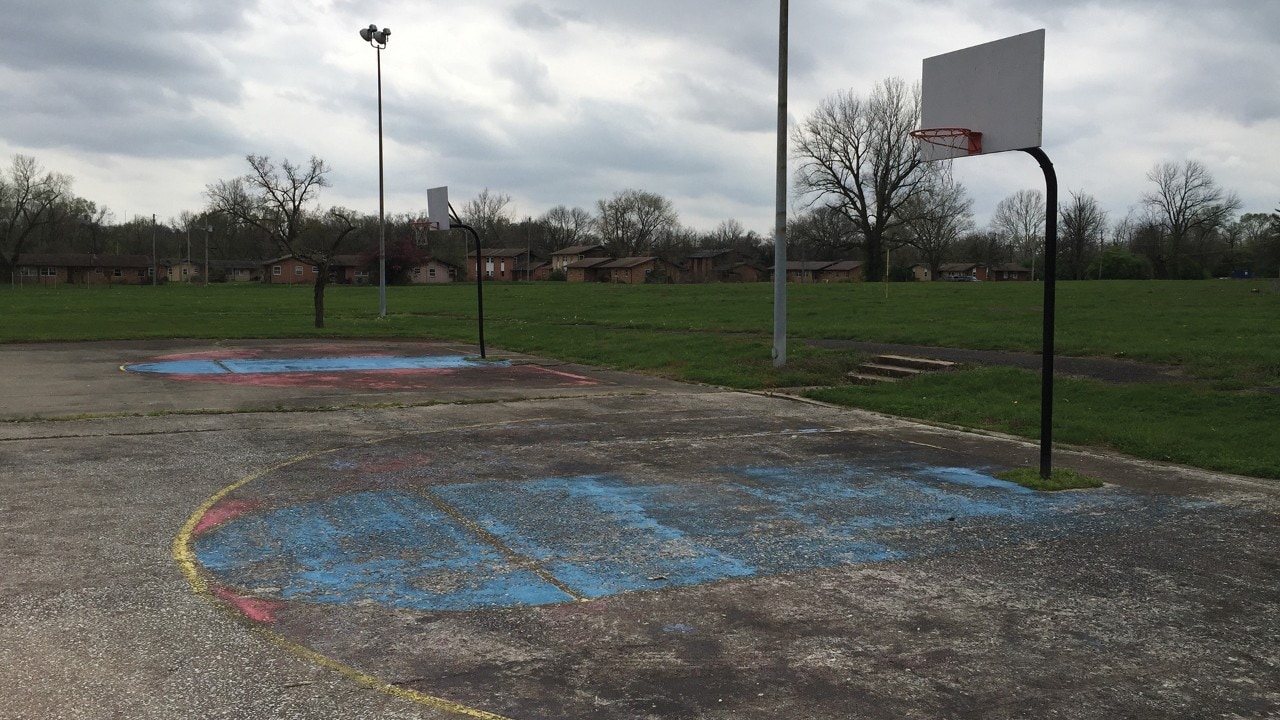 Kinloch Park court, pre-restoration.