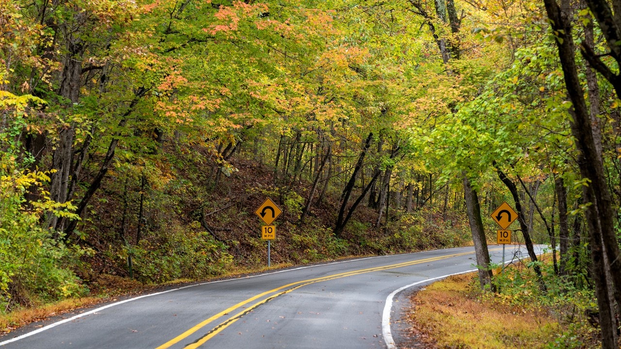 The Pig Trail features countless switchbacks and banked turns.