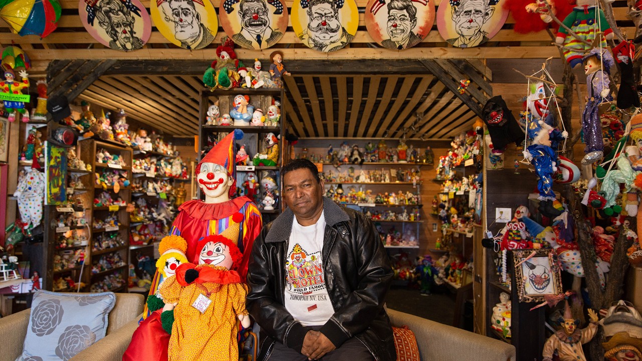 The Clown Motel owner, Vijay Mehar, says he has grown to love clowns since buying the property in 2019.