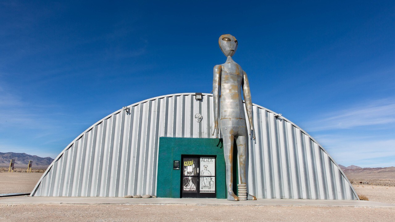 The Alien Research Center’s 35-foot-tall extraterrestrial statue can be spotted from far away, maybe even from space. 