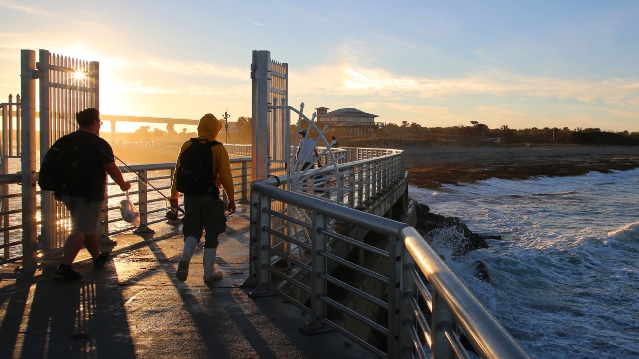 Sebastian Inlet has two fishing jetties that extend into the Atlantic Ocean.