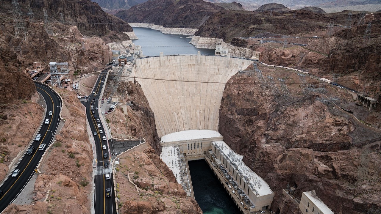 Hoover Dam forms Lake Mead.