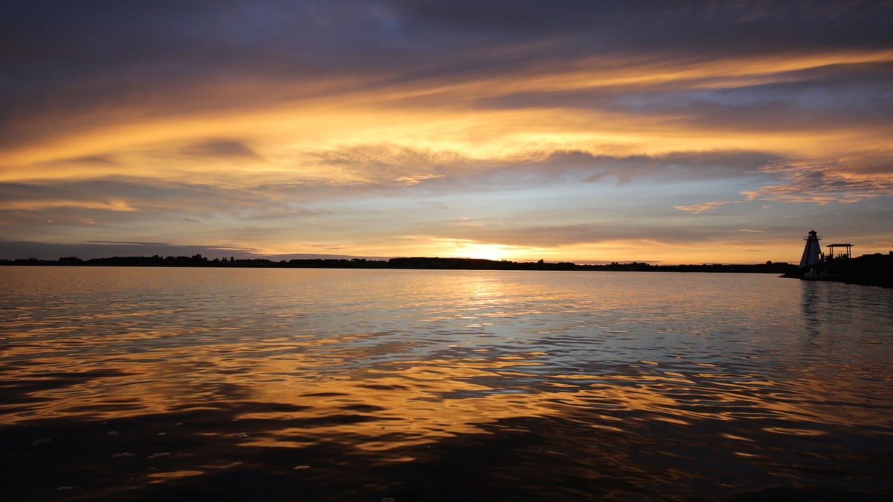 The sun sets along the Victoria Park boardwalk in Charlottetown.