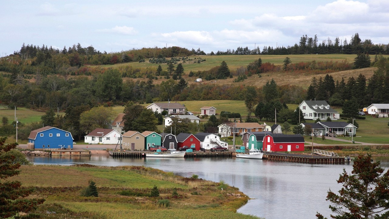 The tiny fishing village of French River is set among rolling farmland.