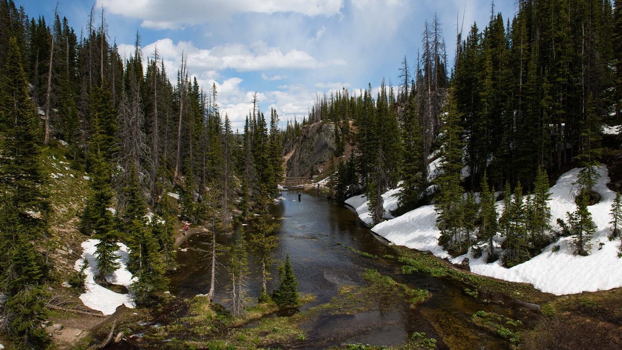 Fishers try their luck at South French Creek, just below Lake Marie in southern Wyoming. 