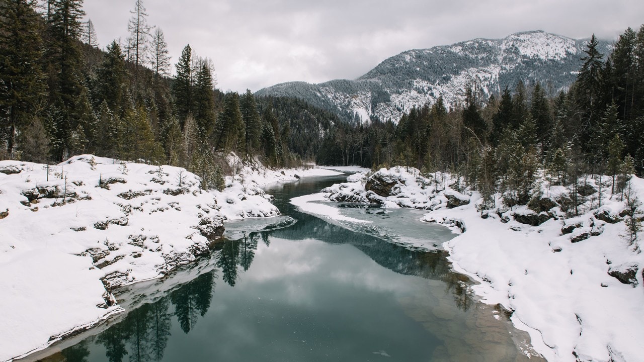 Old River Bridge crosses the Middle Fork Flathead River into Glacier National Park.