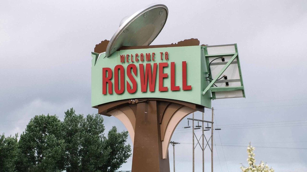 A telltale sign greets visitors to Roswell.