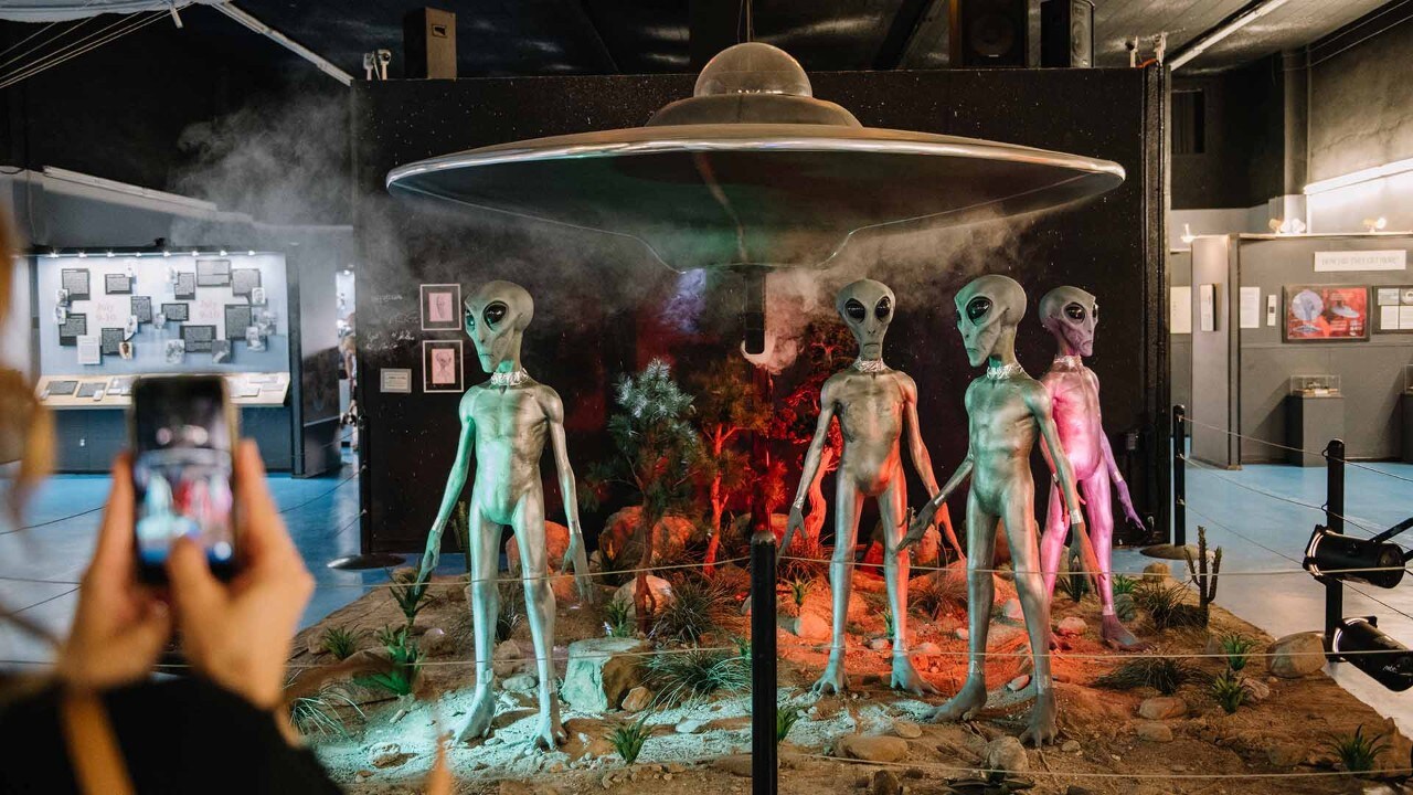 Animatronic aliens are on display at the International UFO Museum in Roswell, New Mexico.