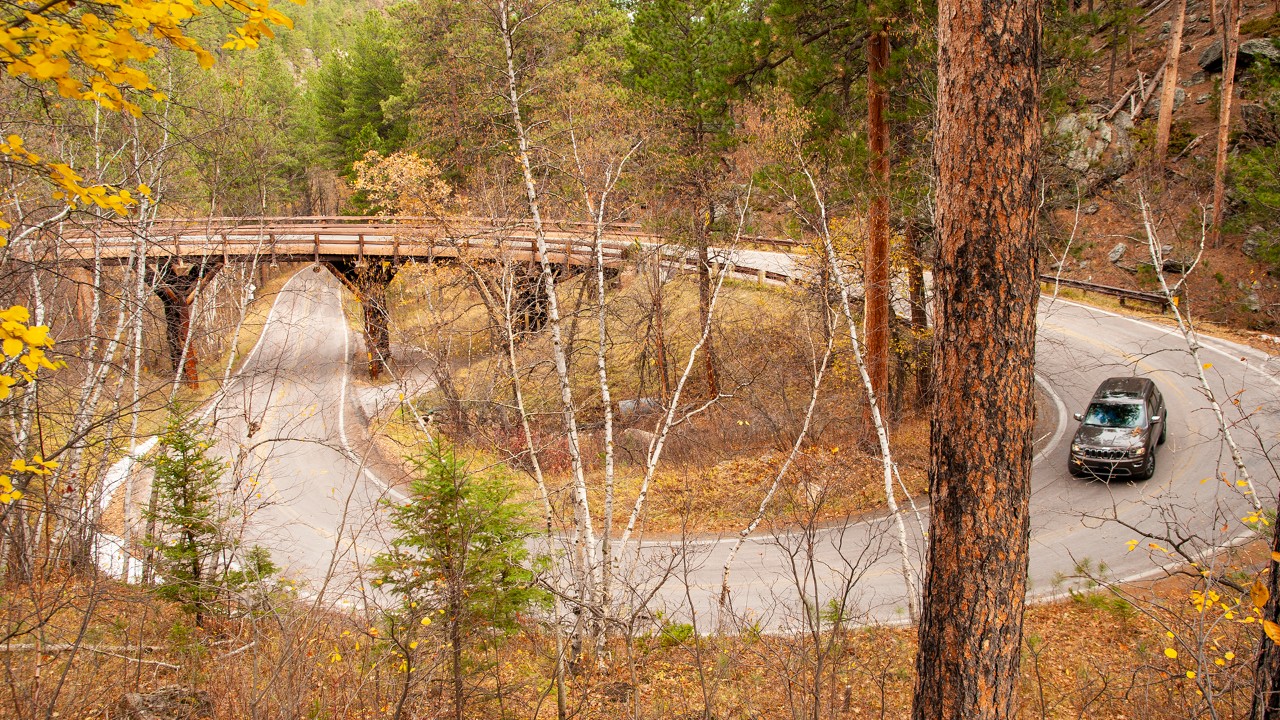 Natural beauty abounds on the 17-mile Iron Mountain Road.