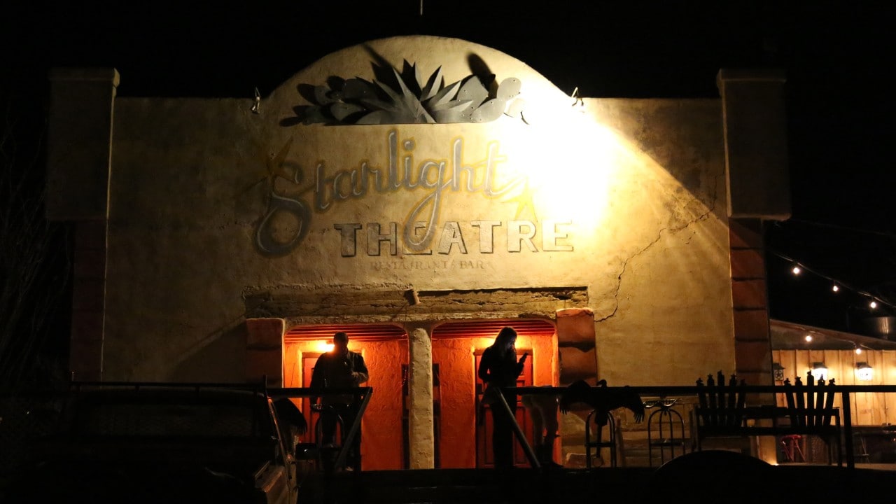 Patrons gather outside the Starlight Theatre.